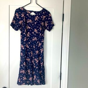 Apricot floral dress with keyhole back